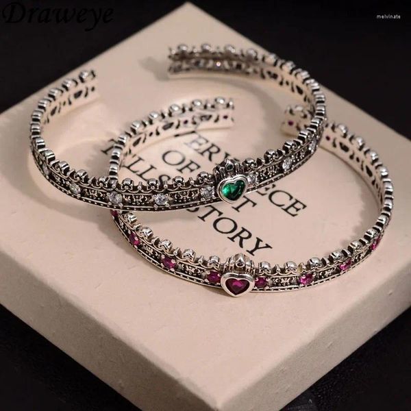 Braccialetto corona di braccialetto y2k per donne vintage coreano in stile punk gioielli cuore braccialetti hiphop semplici pulseras mujer
