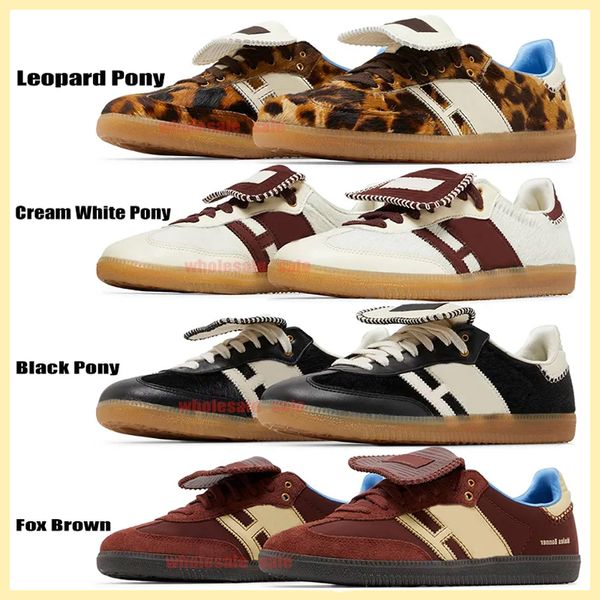 Spedizione gratuita Scarpe da esterno Og Wales Bonner Leopard Pony Mens Designer Designer Allenatori White Fox Brown Cream Pony Black Black Silver Metallic Mystery Sneakers 36-45