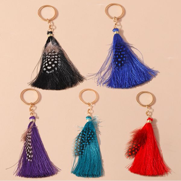 Pretty Bohemian Tassels Keychain Feather Key Ring for Women Girls Bolsa Pingents Charm Decor Diy Jewelry Gifts