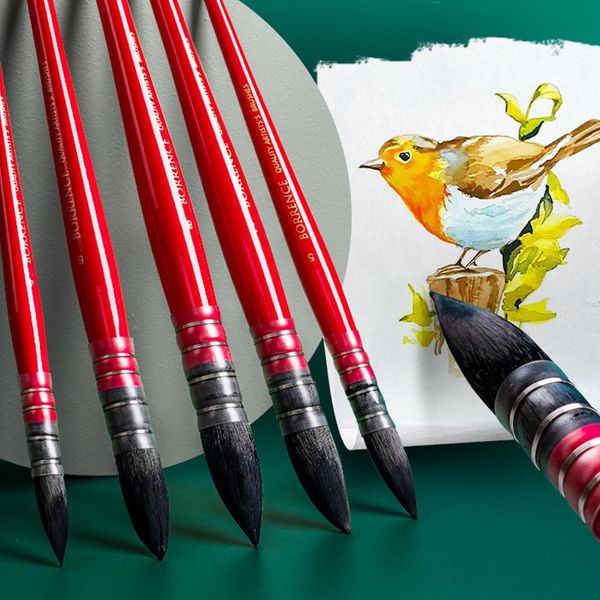 10 pezzi di pennelli ad acquerello professionale pentole rotonde per scoiattoli per pittura artistica, gouache, dettagli raffinati, acrilico, gouache, olio