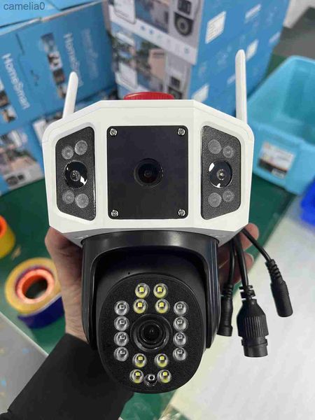 IP-камеры 6MP Три объектива yOosee/v380pro Полноцветная беспроводная наклона PAN IP Dome Camera AI Обнаружение Home Home Safety Cctv Baby Monitorc240412