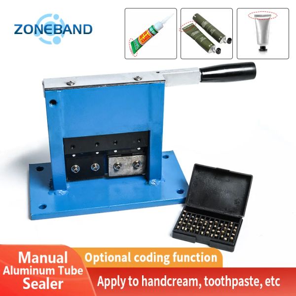 Máquina Manual Manual de alumínio selador de tubo de metal Machine Tool Tool para pasta de dente Creme manual Pigmento cola de pomada com codificação de data