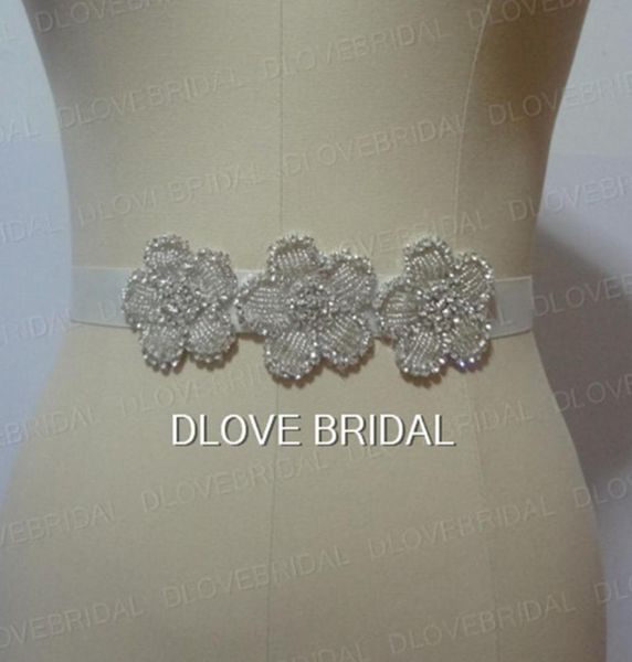 Real Po Crystal Rhinestone Floral Bridal Sashes Belts Tamanho artesanal Acessório de vestido de noiva Trecas de fita Backs 100 Mesmo que 8716686