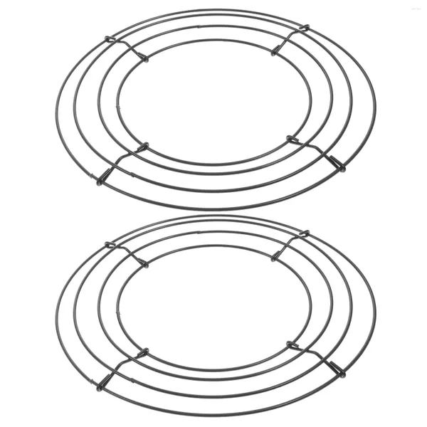 Dekorative Blumen 2 Stcs Girlandrahmen Weihnachtsmakrameer Kreation Ring Runden Hintergrund Ständer Kranz Form Metallic Line Drahtrahmen Eisen Eisen