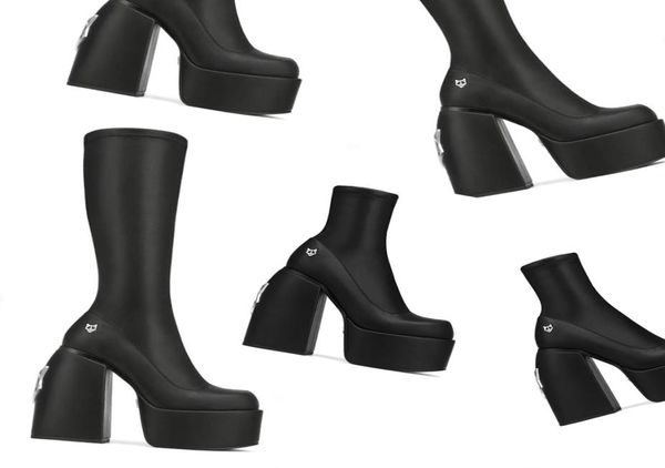 Дизайнерские ботинки голые ботинки Wolfe Высокая специя черная растяжка Screar Screat Black Jailbreaker Jennies Sassy Women Leather Slip на FO6540041