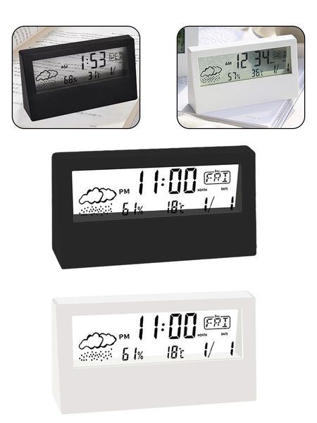 1pc Wecker für Home/Office/School Thermo-Hygrometer Uhr Abs Kunststoff kreatives Wetter elektronischer Wecker