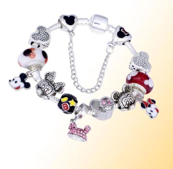 Toptan-925 Murano Charm Beads Bilezik Orijinal DIY Mücevher Tarzı Fit P Cartoon Bilezik Jewelry4446955