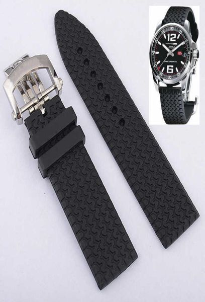 Banda de relógio de borracha de 23 mm para cinta de relógio Chopard com aço inoxidável Butterfly Burcelet Bracelet à prova d'água H09159574150