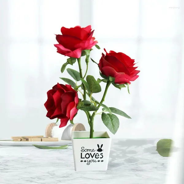 Fiori decorativi Rosa artificiale Bonsai Fino Finole Pianta in vaso per feste di nozze decorazioni per la casa di ornamento per la casa