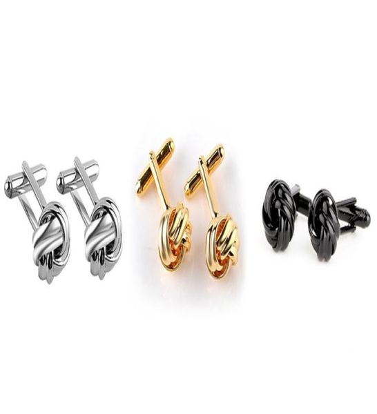 French Style Fashion Knot Design Men Cufflinks Gold Silver Black Party Terne Botões do punho masculino Gemelos personalizado masculino Gemelos5051509