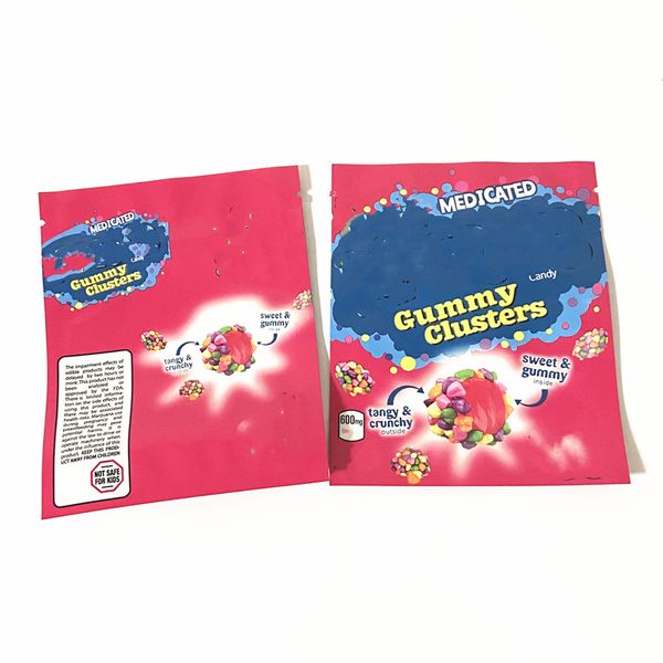 leere Gummis Verpackungstasche 600 mg wiederverschließbare Plastik Spätbare Verpackung Gummi -Cluster saur Big Chewy Candy Taschen Reißverschluss Geruchsschutz Beweis