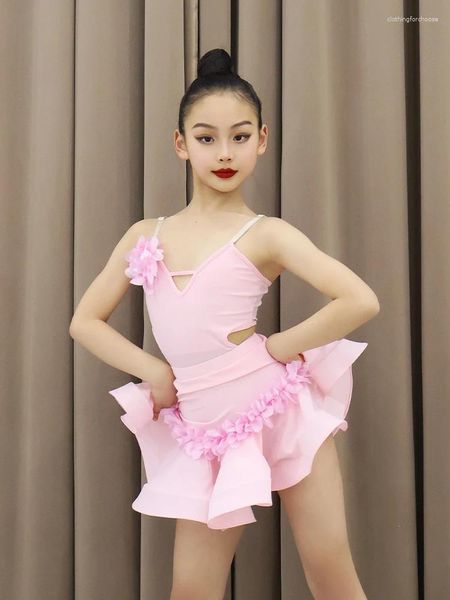 Bühne tragen lateinische Tanzkleidung Frühlings- und Sommer -Kinderpraxis Mädchen Performance Fortgeschrittene
