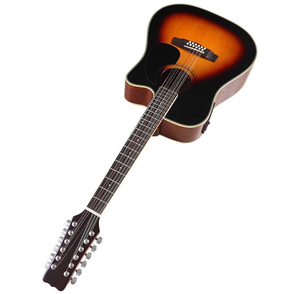 Gitar lamine ladin ahşap üst 41 inç akustik gitar 12 dizeler tam boy yüksek parlaklık