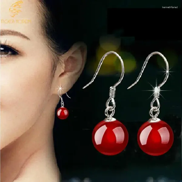 Dangle Ohrringe Qualität Naturstein Red Black Ball Moon Anhänger Frauen Mode Schmuck süße romantische Drop Hochzeit