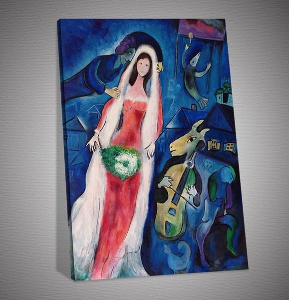 Marc Chagall La Mariee Art Poster Art Art за занавеской картины Cuadros Wall Art Pictures для домашнего декора3665033