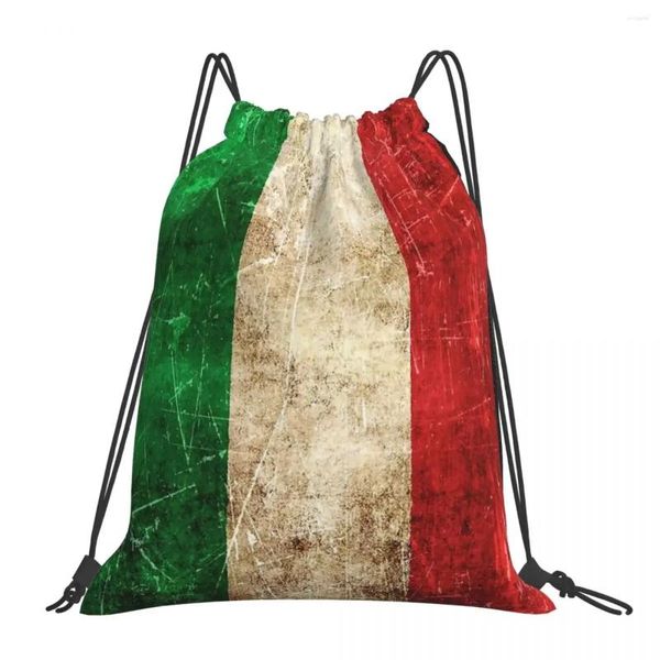 Mochila Vintage envelhecida e arranhada bandeira italiana Bolsas de tração portáteis Bacha