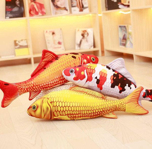Brinquedos de pelúcia koi pilled pish pish peixe boneca macia koi travesseiro de peixe dourado de almofada de peixe dourado CAT039S Toys q07278169426