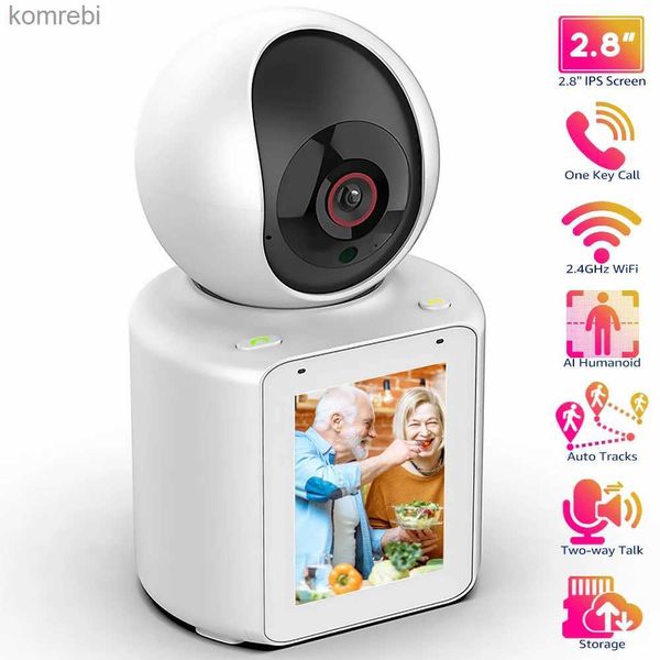 PTZ Kameralar Ev Güvenliği WiFi Kamera 1080p Ekranlı Çift Yönlü Ses ve Video Çağrı PTZ Akıllı CCTV İzleme Kablosuz Bebek Monitör Kamera C240412