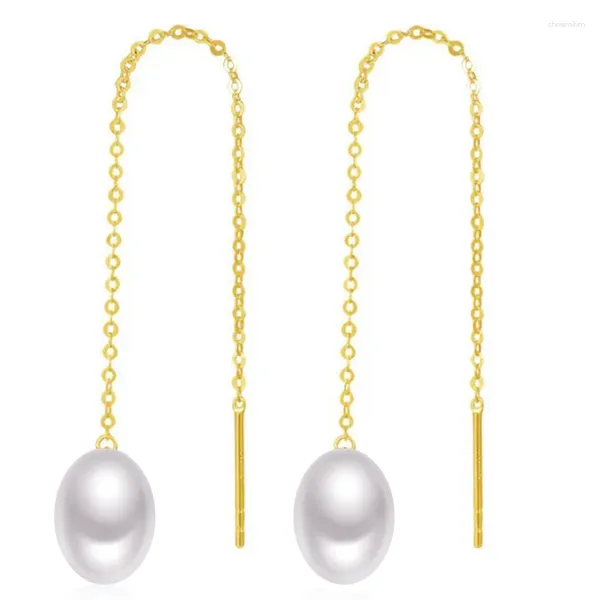 Brincos dangle Sinya AU750 18K Gold Drop Breating Tamel Long Tassel Design Forma oval Pérolas de água doce Maior Promoção