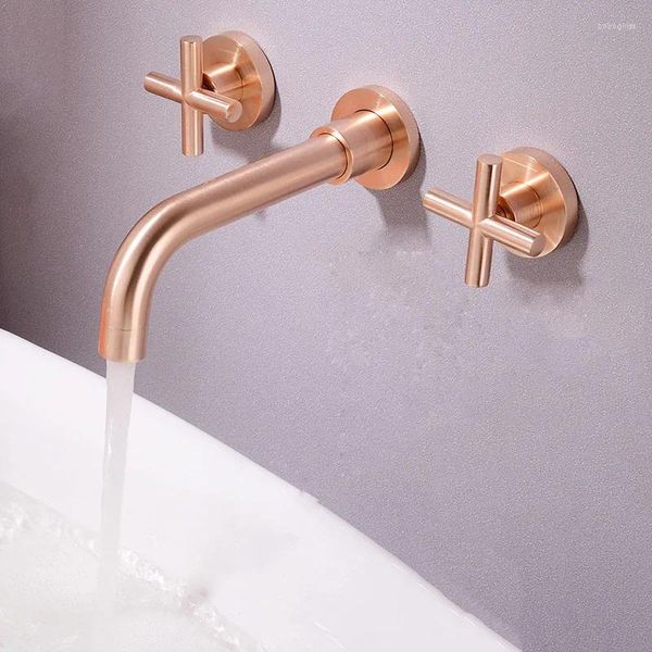 Banyo Lavabo muslukları yoyu markası tüm bakır altın koyu soğuk su havzası musluk tel çizim çifte açık