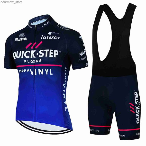 Jersey de ciclismo Jersey Cycling Jersey Set Mens Quick Step Cycling Set Summer Outdoor Sport Bicyc Wear Roupas de Bike Roupos de Bike MTB Ciclismo L48