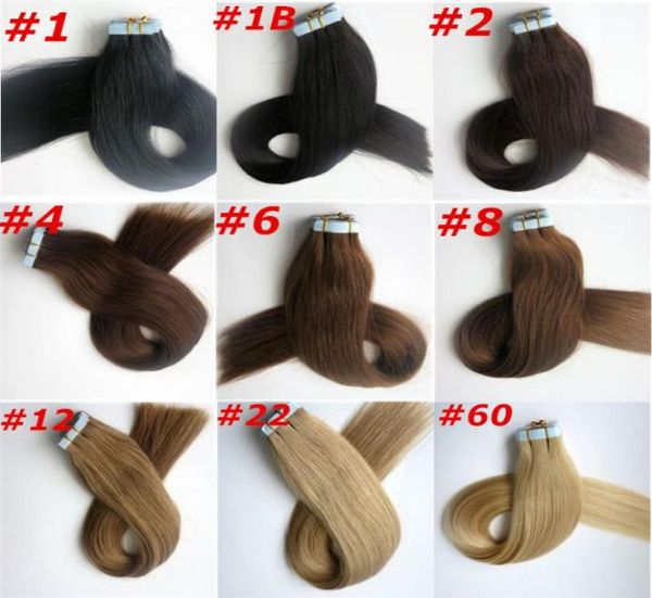 100g 40pcs cola fita de trama de pele em extensões de cabelo 18 20 22 24 polegadas de cabelo humano indiano brasileiro Extensões 22239239