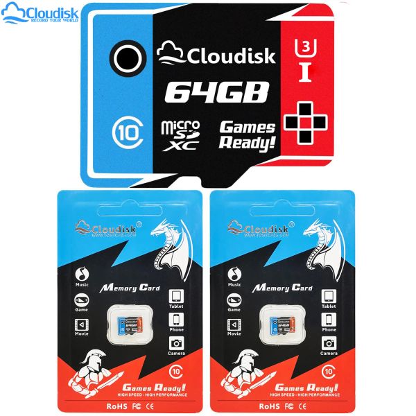 Karten Cloud Games Ready 3Pack Micro SD -Grafikkarte 256 GB 128 GB 64 GB 32 GB U3 MicroSD TF Flash -Speicherkarte 16 GB 8 GB 4 GB C10 für Telefon