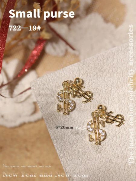 Abziehbilder 10pcs/Los USD Dollar Geldschild Zaubernonkristalle Strauchsteine Schmucknägelkunst Dekorationen Diy Nails Accessoires Supplies