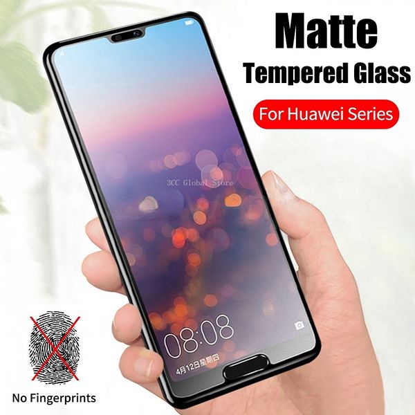 2 pezzi Schermo di vetro temperato opaco per Huawei P20 Pro P30 Lite Nova 3i 5T 7i 8i Y7 Y9 Prime 2019 Y7A Y6P Y7P