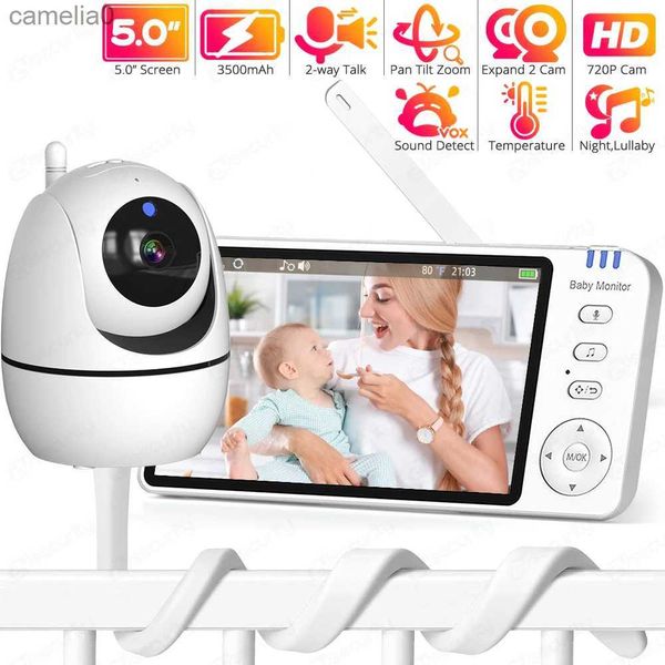 Babymonitore 5-Zoll hochauflösend Video Baby Monitor Pan Zoom Baby Style Kamera Mutter und Kinder 2-Wege Audio Nachtsicht Baby Nanny mit Standc240412