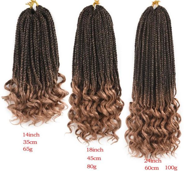 14 18 24 polegadas Caixas de cabelo de crochê Balas Curly Ends ombre Hairs sintéticos para tranças 22 fios Branding Hair Extensions6263822