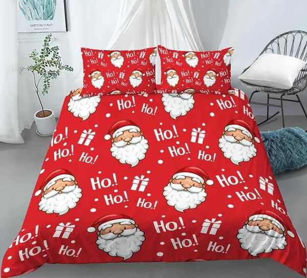 Conjuntos de roupas de cama 3D Papai Noel Claus Toupet Set Sett Red Christmas Kids Baby Quilt para presentes de poliéster