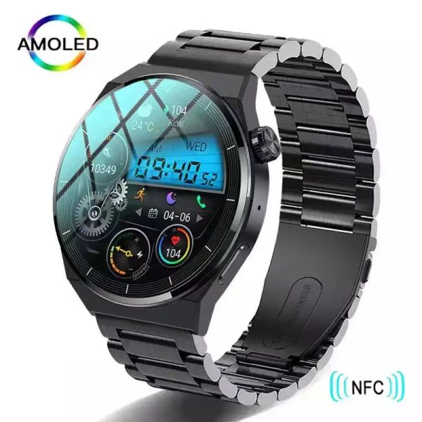 Microfones 2023 NFC Smart Watch Men GT3 Pro AMOLED 390*390 HD Tela Coração Bluetooth Call IP68 Smartwatch Smart -impermeabilizado para Huawei xiaomi