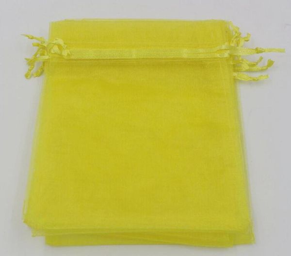 Limão Amarelo 7x9cm 9x11cm 13x18cm Organza Jóias Bolsas de Bolsa para Favores de Casamento Acessórios