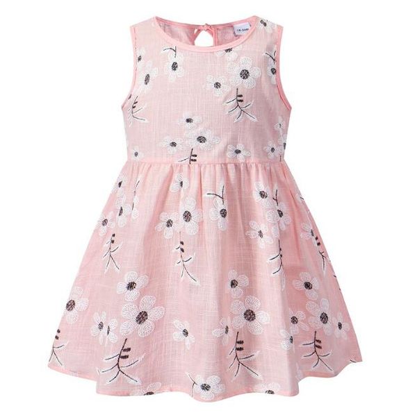 Sommer Mode Kinder ärmellose Kleider für Mädchen Kinder Partykleid Baumwollblume Prinzessin Girl Kleidung 2 bis 8 Jahre alt