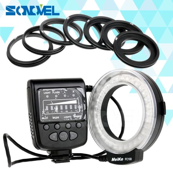 Flashs Meike Ro Ring Flash LED LED FC100 per Canon EOS 77d 60D 7D 6D 5DS R 5D Mark IV 800D 760D 750D 700D 650D 600D 80D 70D