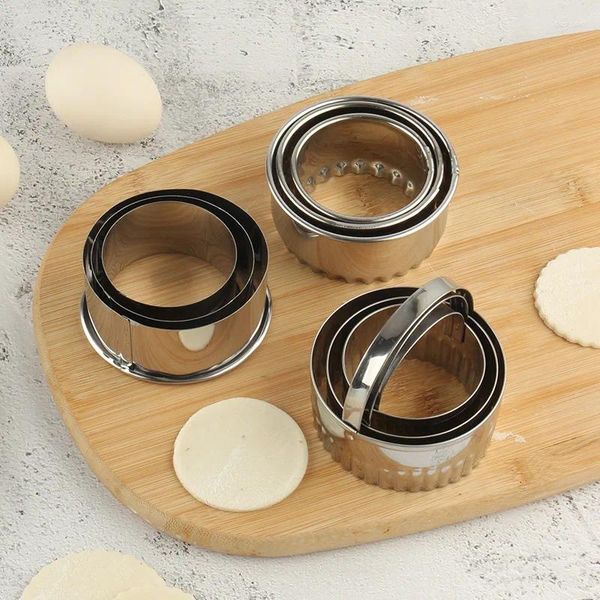 Backwerkzeuge 3pcs/Set Edelstahl kreisförmiger Knödel Schimmel Küche Haut Herstellung der Keksschneider Keks Kuchenzubehör