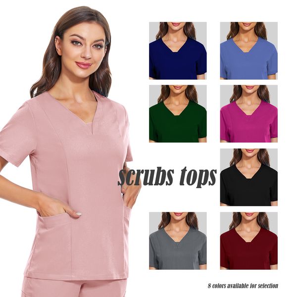 Doutor Scrub Medical Uniform Nurse de enfermagem Serviços de saúde Clínica de farmácia Roupas de trabalho Top Chinete Price Pet Hospital Medical Top