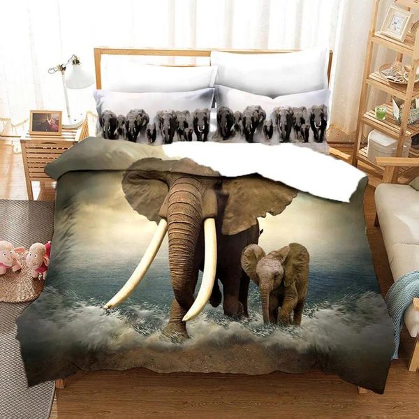 Bettwäsche -Sets Elefant -Set für Kinder 3D -Cartoon Bettdecke mit Kissenbezügen Bettdecke Quilt Cover Tier Bettwäsche Bettwäsche 150 150