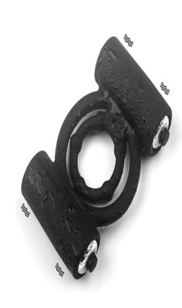 Массаж силиконовый кольцо с двойным членом Вибрации вибрации пениса, взрослые секс -игрушки для мужчин откладывают эрекцию декора