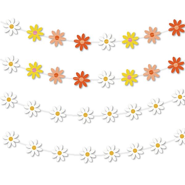 Украшения Daisy Boho Banner Party, Groovy Party Favors White Daisy Decer Spring Flower Garland Daisy Paper