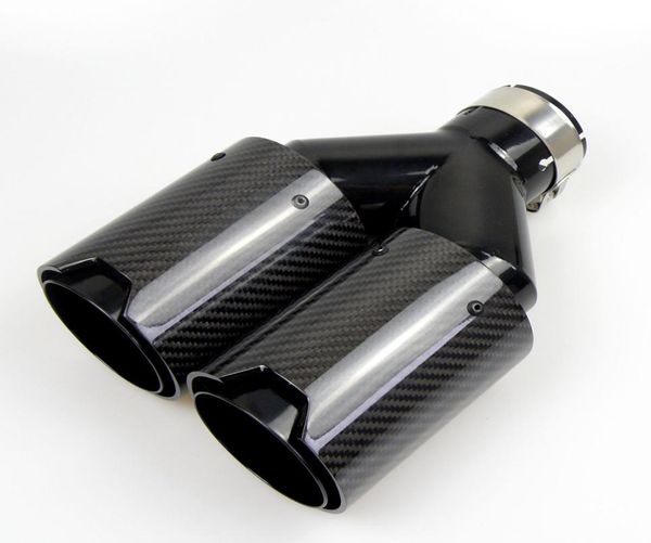 Выхлопная труба с двойным углеродным волокном Черная нержавеющая сталь Универсальный конечный глушитель для BMW1471842