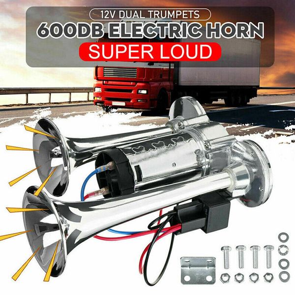 Dual -Trompeten Super laut 600 dB 12 V Auto Dual Horn Elektrisch Luftkompressor Hornlautsprecher Signal Alarm für Fahrzeugauto SUV Truc Q4m2