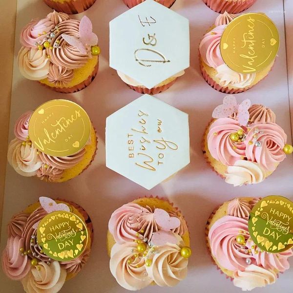 Forniture per feste 10 pezzi di cake acrilico Scopto per cupcake toppake toppers buon giorno di San Valentino inciso inciso per la decorazione