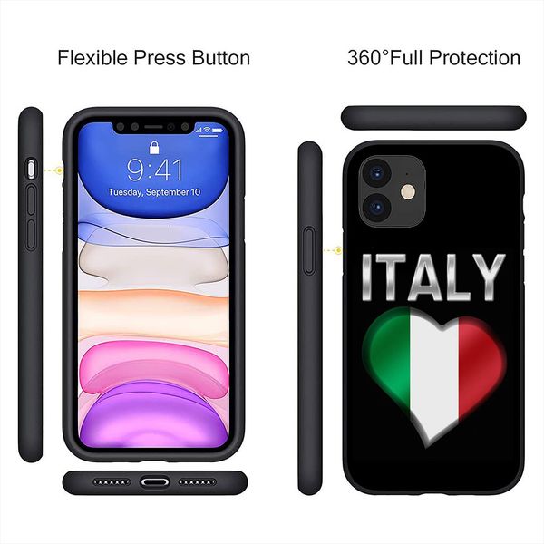 Italia Italia National Flag Soft Casing per iPhone 15 14 13 12 Mini 11 Pro X XR XS Max 7 8 Plus+ 15+ 14+ 15Plus Telefon Case