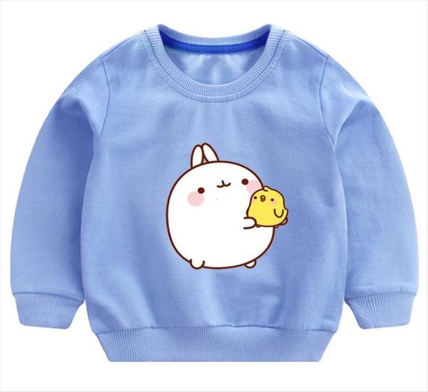 Criança de bebê madrinha de moletom de moletom de moldes de moletom de meninos de meninos de manga longa Molang e piupiu camisetas fofas externas7755977