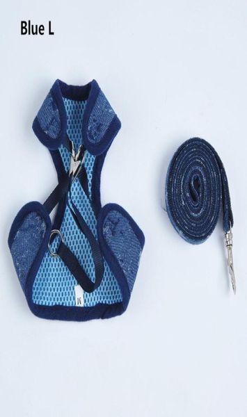 Collari da collana blu in denim collari per cani set all'aperto durevole cani chai keji cani guinzaglio forniture per animali domestici di alta qualità 2 pezzi set3946187