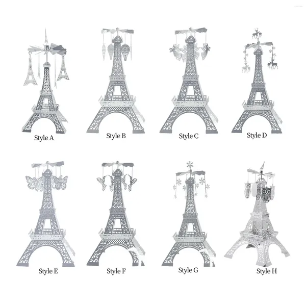 Titulares de vela Eiffel Tower estátua de castelas decoração de mesa de aço inoxidável para o casamento romântico para festas de natal suprimentos para casa