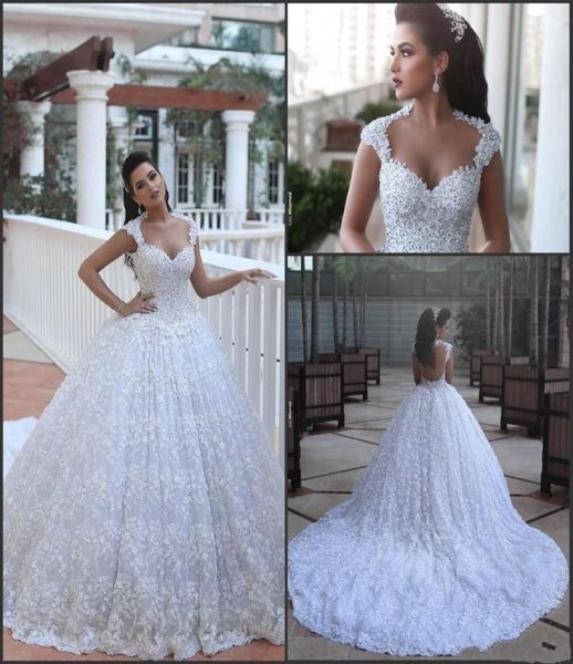 2017 Novo vestido de bola de design vestido de noiva vestidos de renda sweetheart apliques espartilho de costas para o tribunal de casamento vestidos de noiva