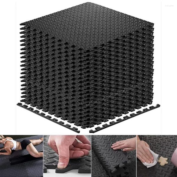 HALLAR 12 PCS 30 30 CM Spor Koruma Gym Mat Eva Yaprak Tahıl Paspasları Yoga Fitness kaymaz bir ekleme halıları kalın oda egzersizi